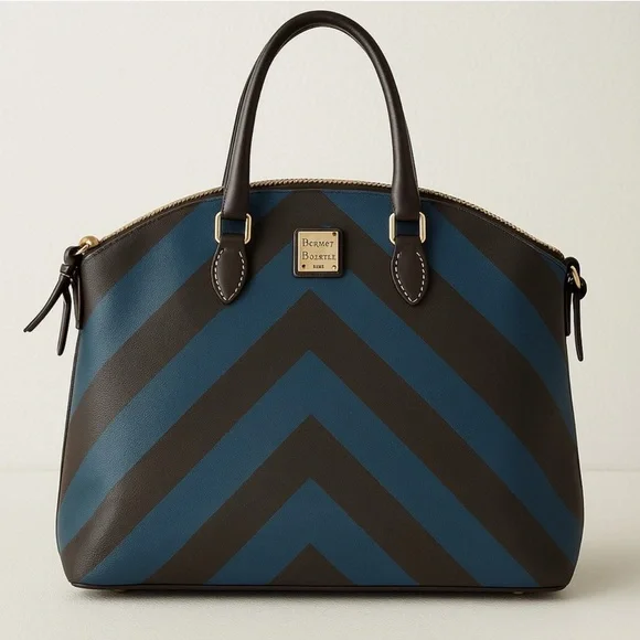 Dooney & Bourke Gabriela SatchelClassic Blue & Saddle Brown *pristine condition - Picture 6 of 6